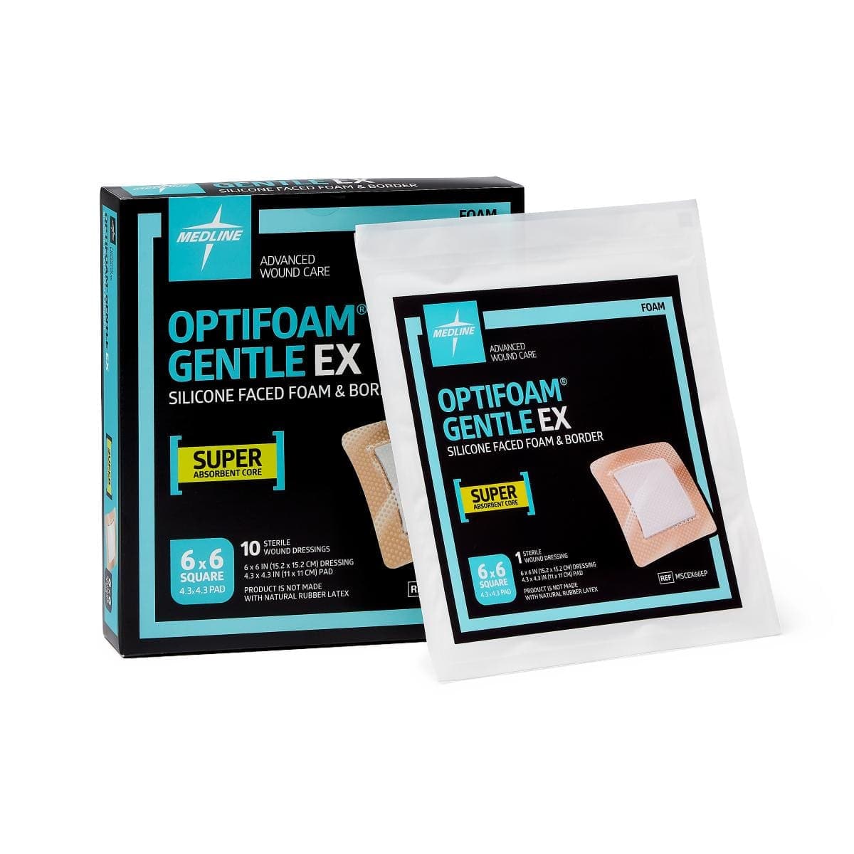 Medline Medline Optifoam Gentle EX Silicone-Faced Foam Dressings MSCEX66EP