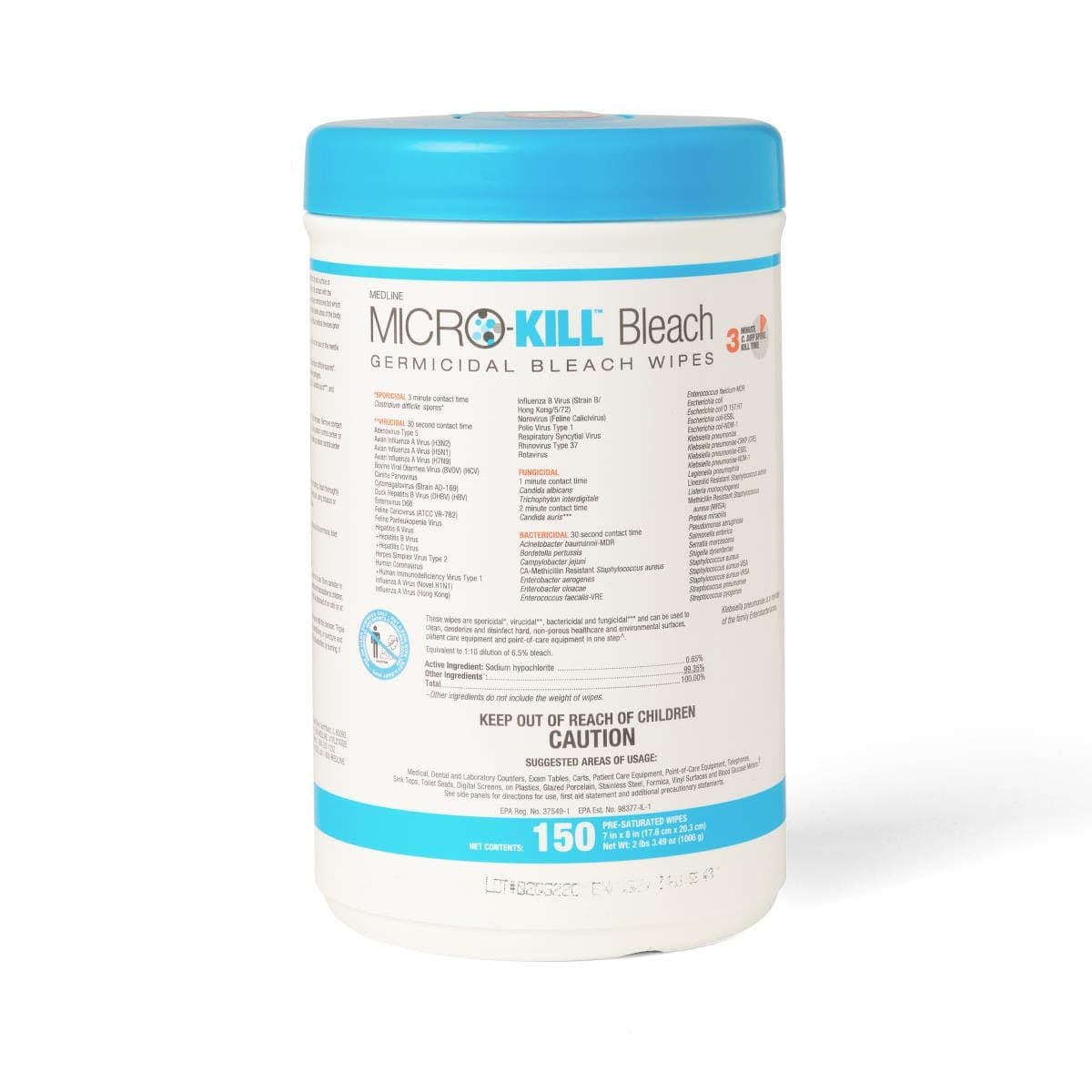 Medline Medline Micro-Kill Bleach Germicidal Bleach Wipes MSC351400ANZ