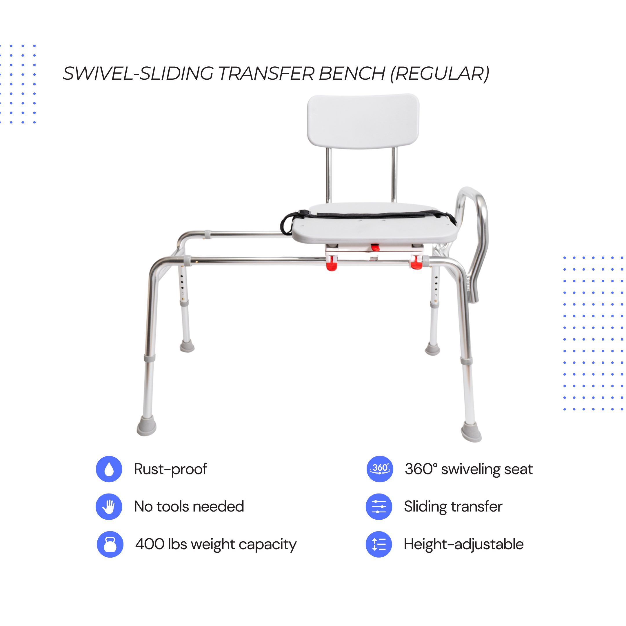 Eagle Health Supplies Sliding Tub Transfer Bench with Swivel Seat (77662)