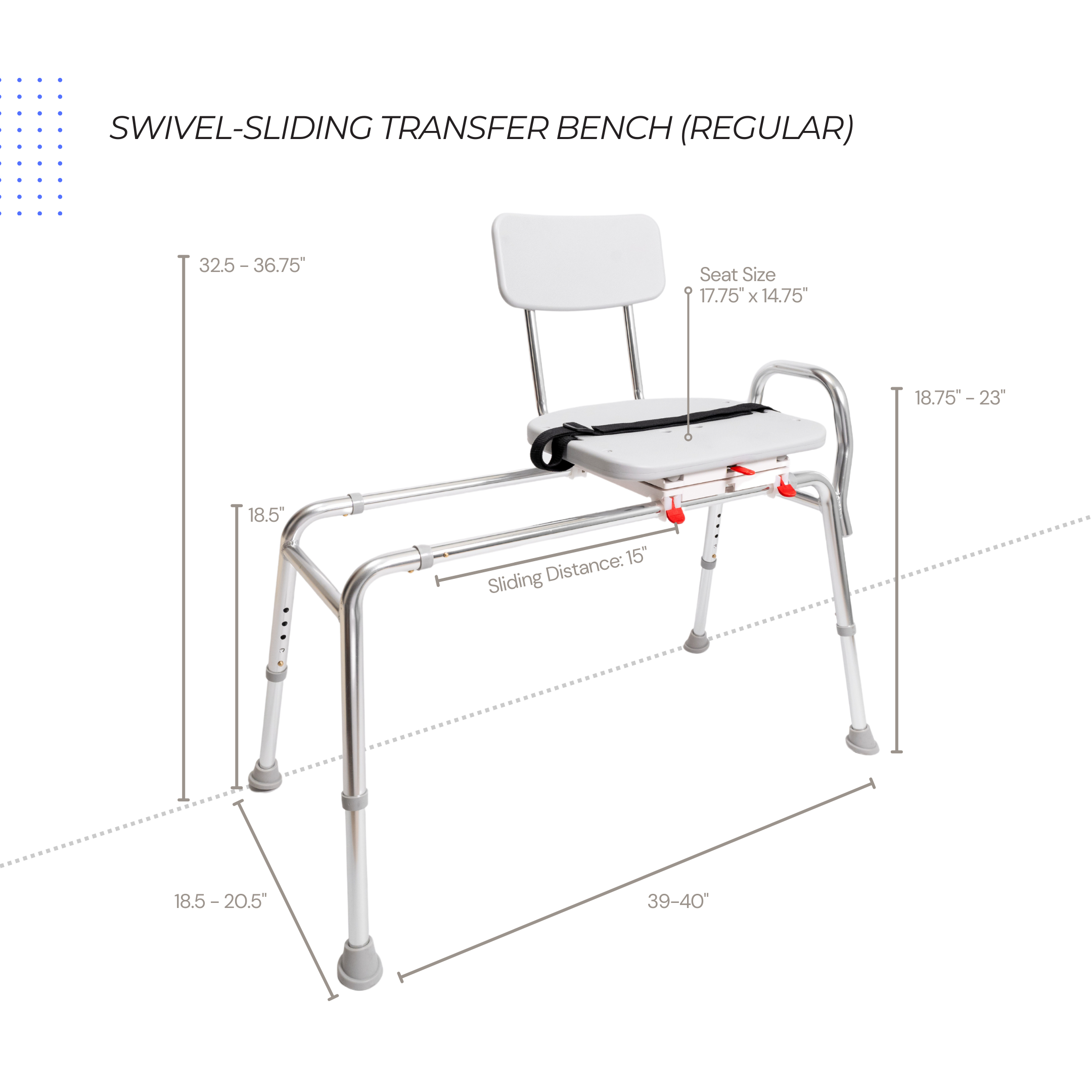Eagle Health Supplies Sliding Tub Transfer Bench with Swivel Seat (77662)