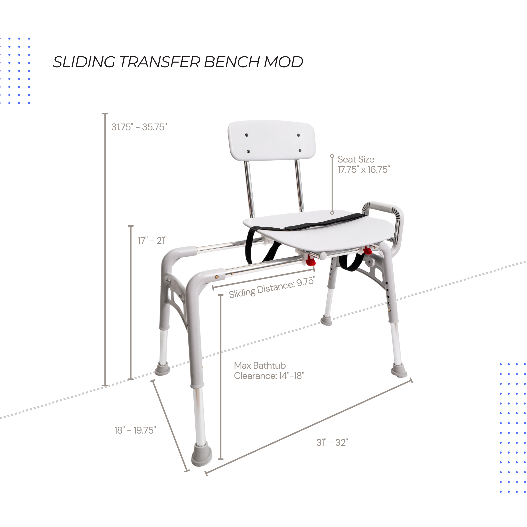 Eagle Health Supplies Sliding Tub Transfer Bench -  MOD Series (80211)