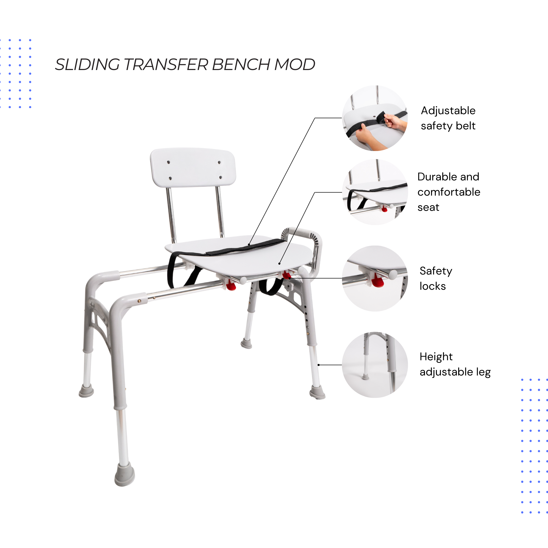 Eagle Health Supplies Sliding Tub Transfer Bench -  MOD Series (80211)