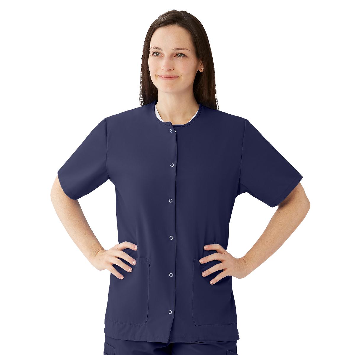 Medline Women's Snap-Front Jewel-Neckline Scrub Tops