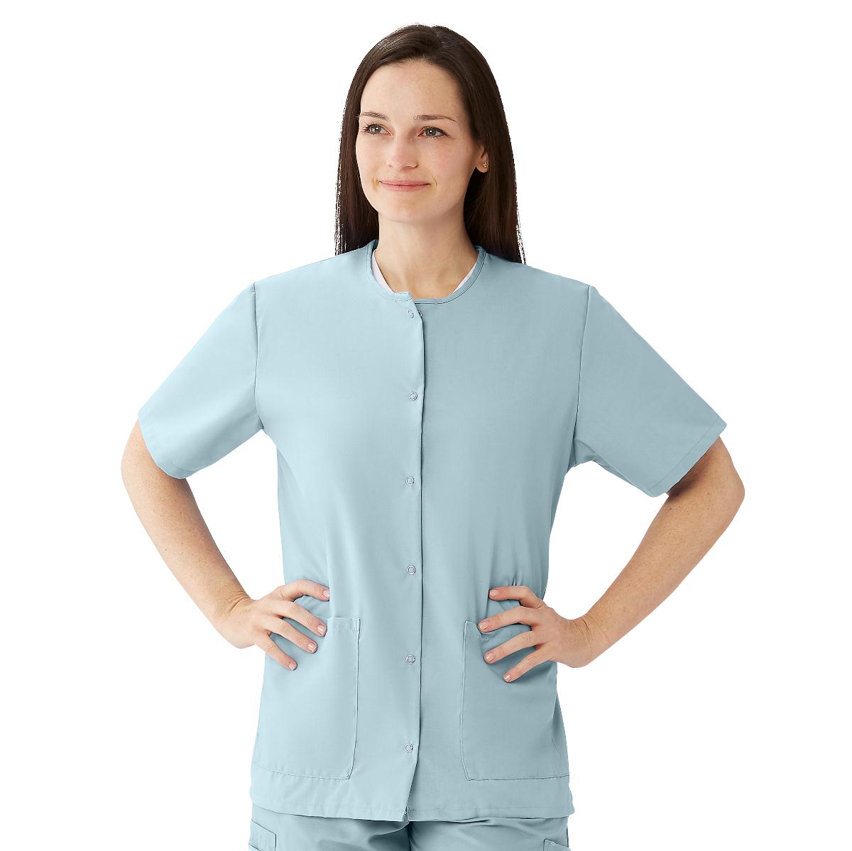 Medline Women's Snap-Front Jewel-Neckline Scrub Tops