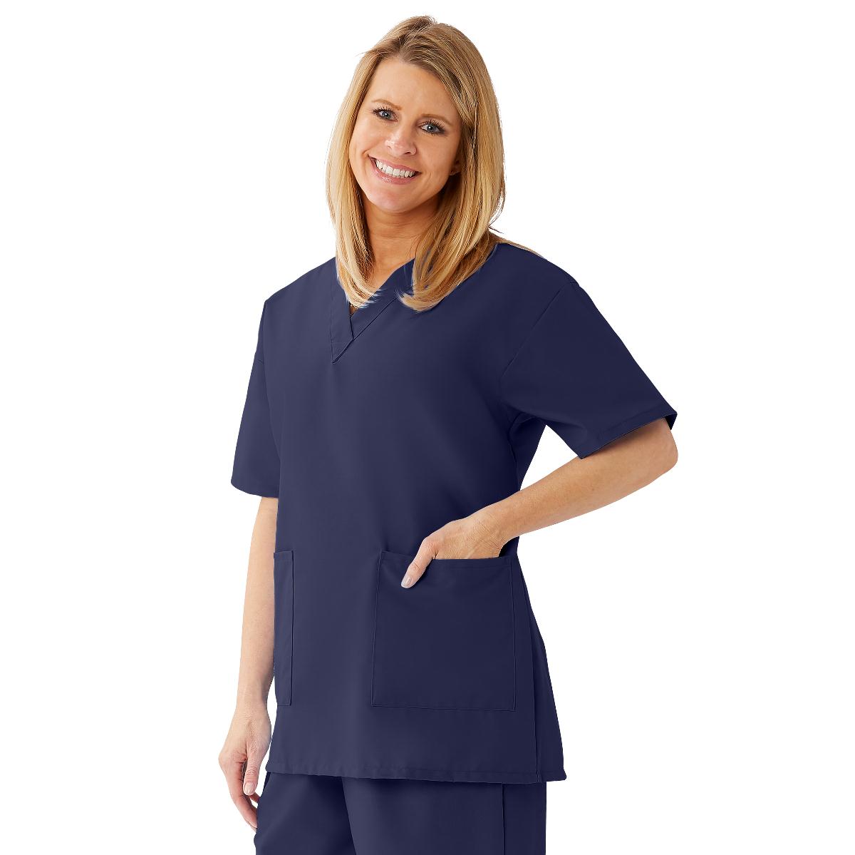 Medline AngelStat Women's V-Neck Tunic Scrub Tops with 2 Pockets