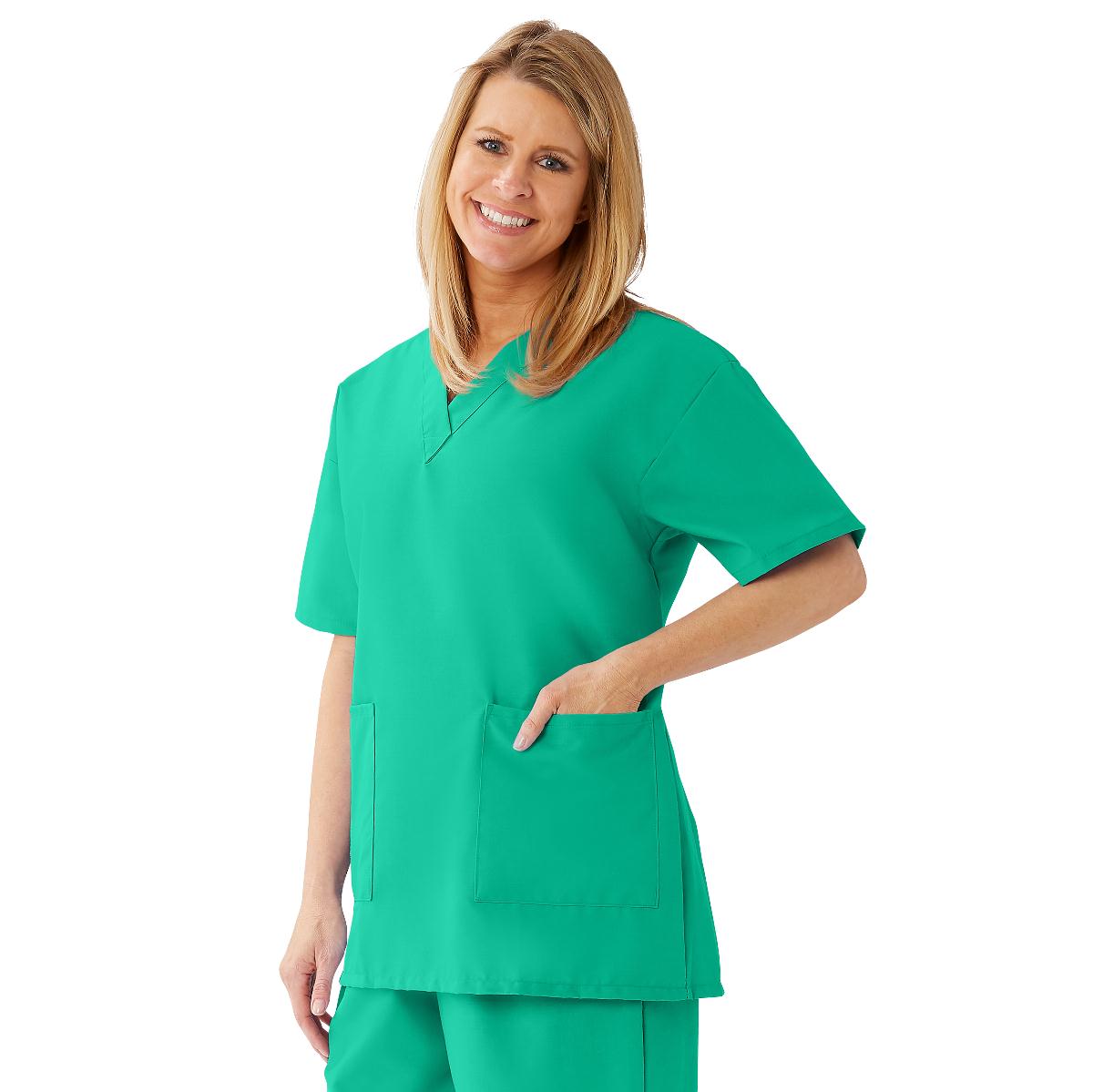 Medline AngelStat Women's V-Neck Tunic Scrub Tops with 2 Pockets