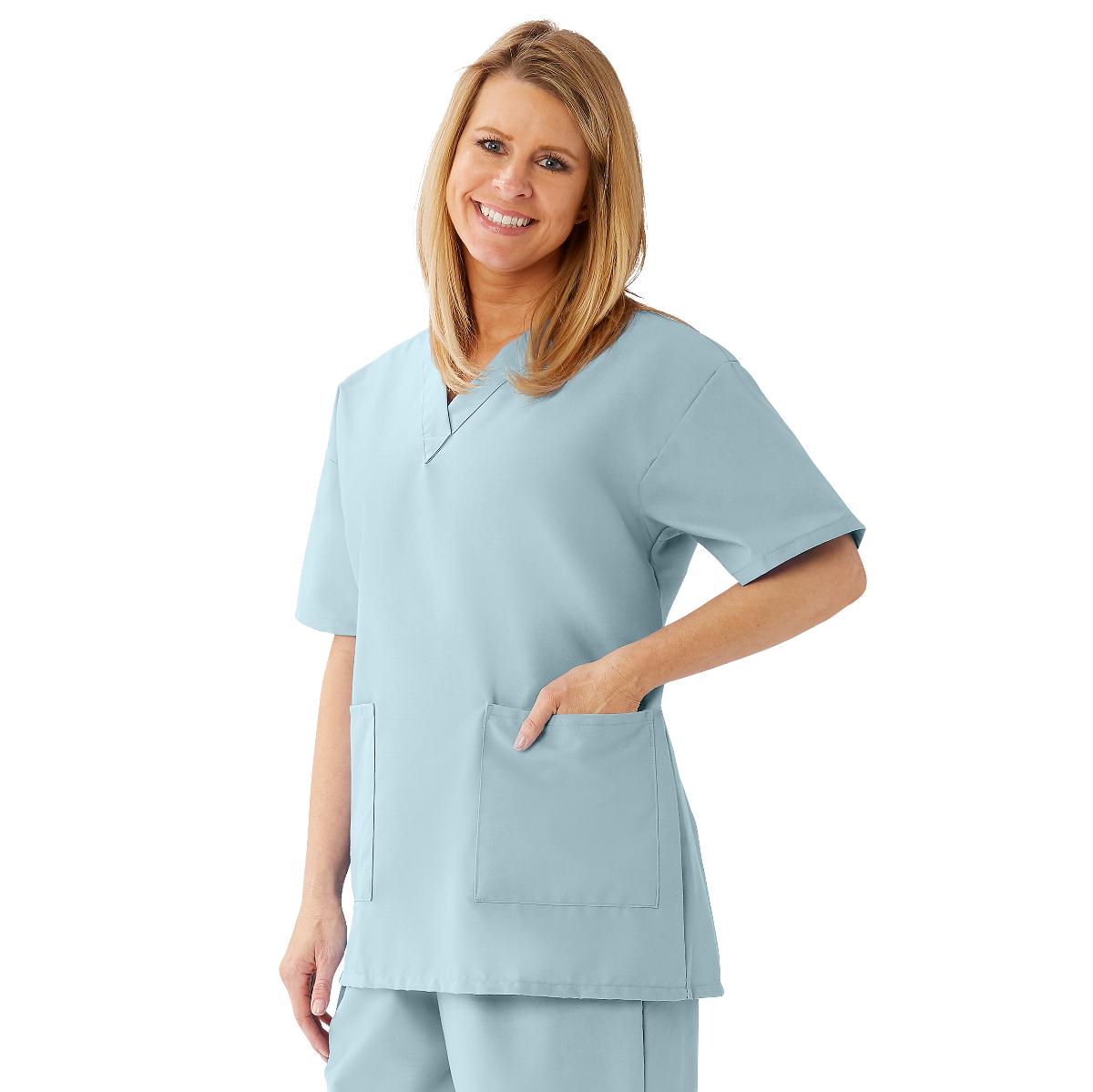 Medline AngelStat Women's V-Neck Tunic Scrub Tops with 2 Pockets