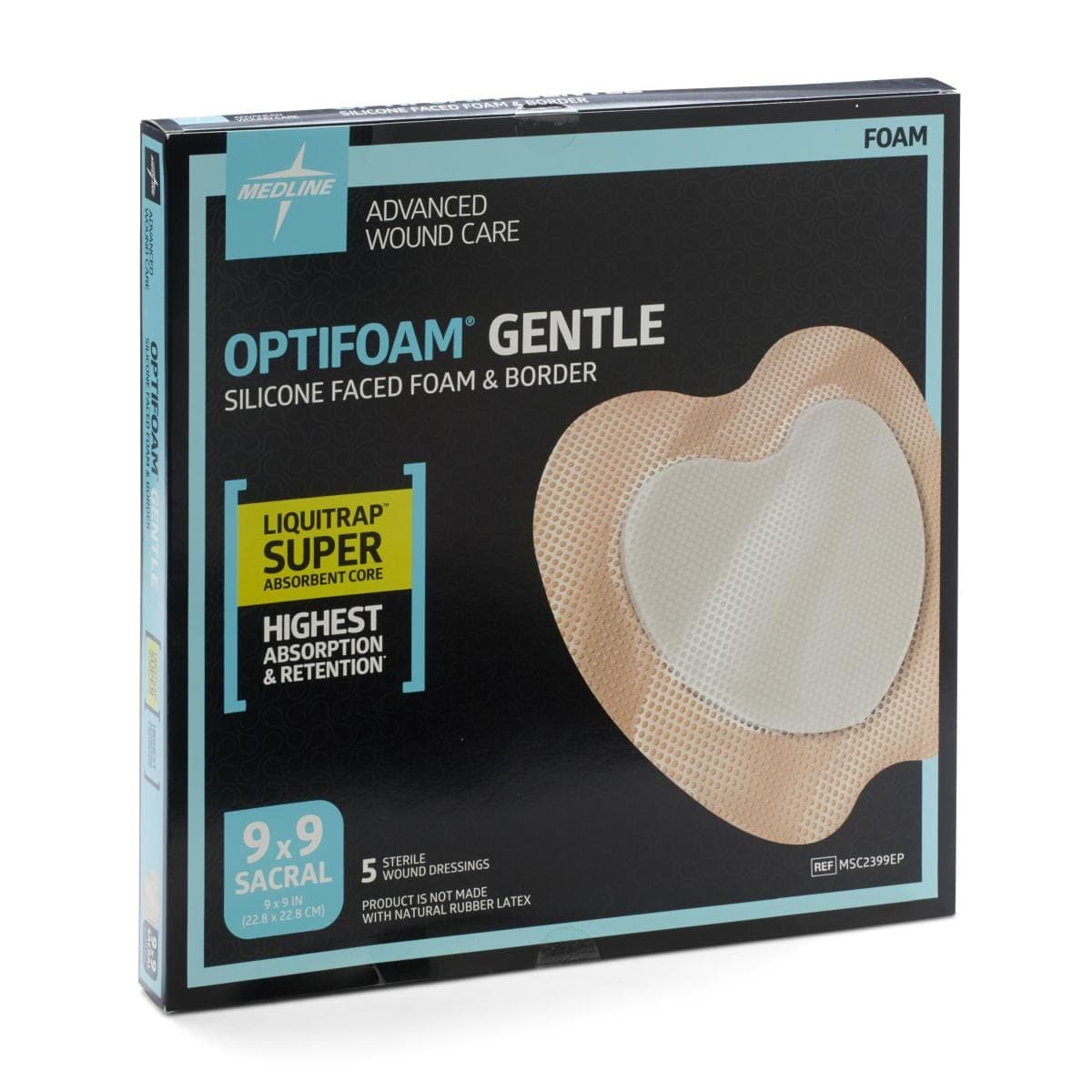 Medline Medline Optifoam Gentle LQ Silicone-Faced Foam Dressings MSC2399EPH