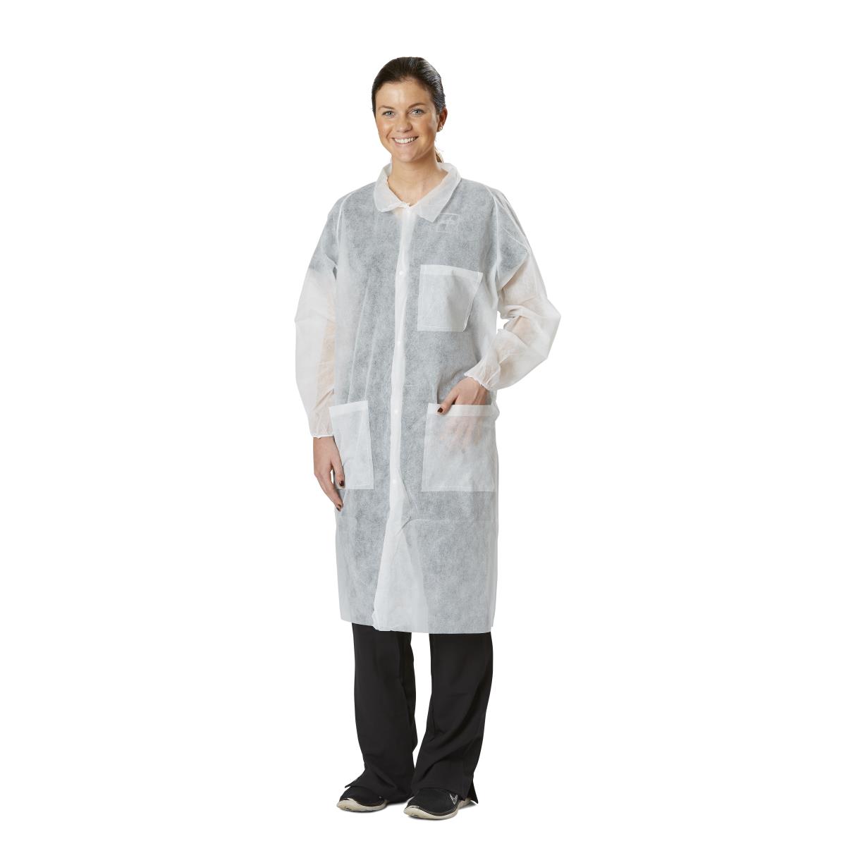 Medline Disposable Spunbond Polypropylene Lab Coat