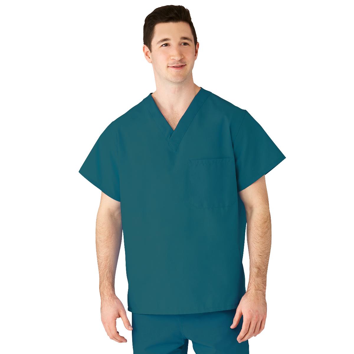 Medline AngelStat Unisex Reversible Scrub Tops with Angelica CC - Peacock (Style 610)
