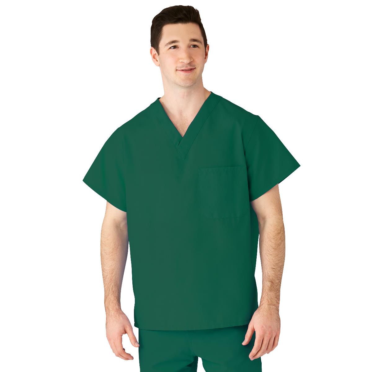 Medline AngelStat Unisex Reversible Scrub Tops with Angelica CC - Emerald (Style 610)