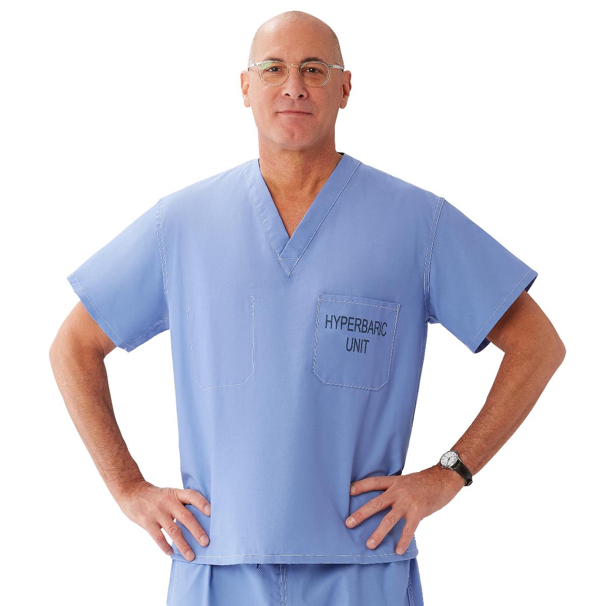 Medline CottonCare Unisex 1-Pocket Scrub Tops for Hyperbaric Units (Style 658)