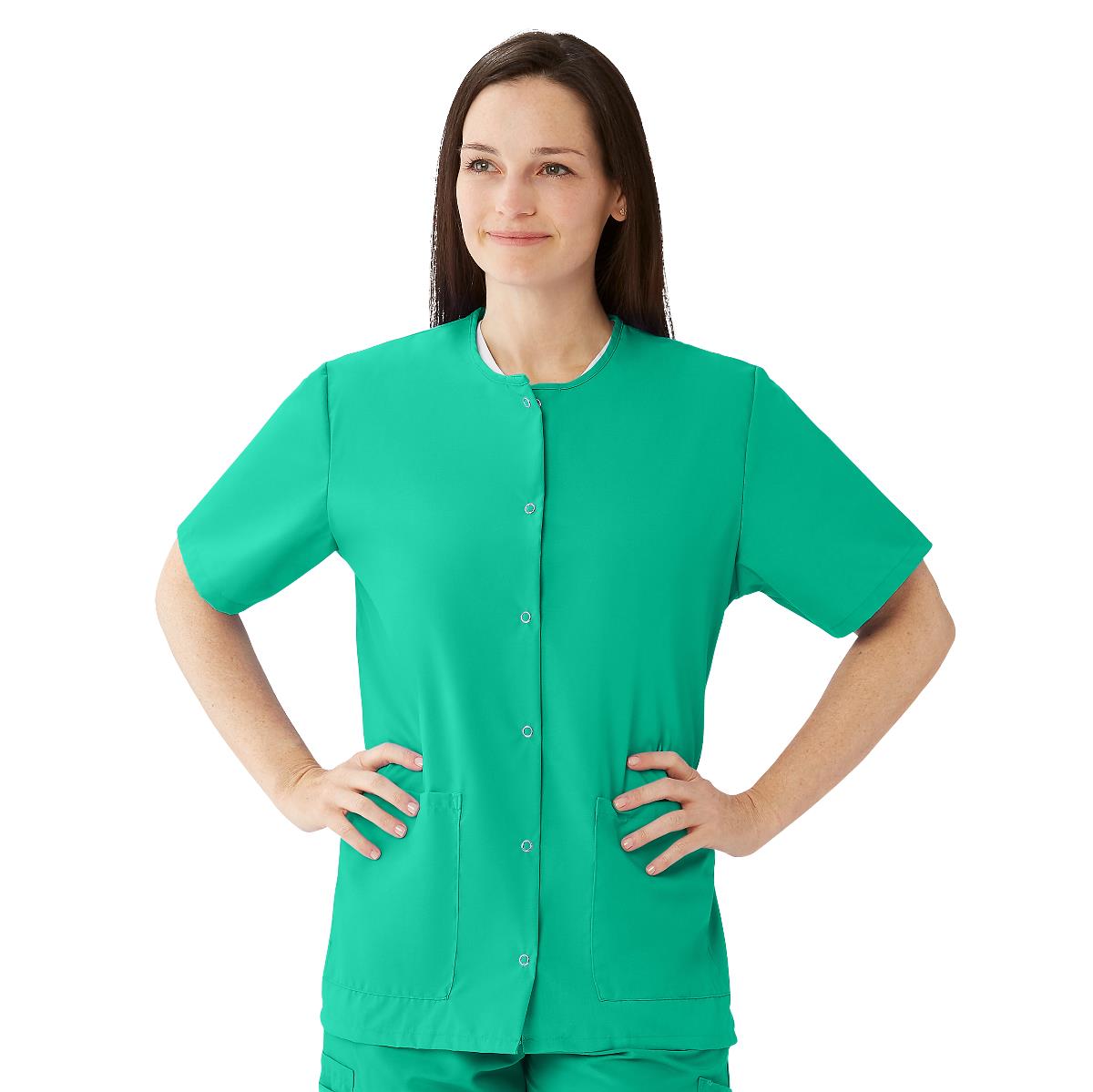 Medline Women's Snap-Front Jewel-Neckline Scrub Tops