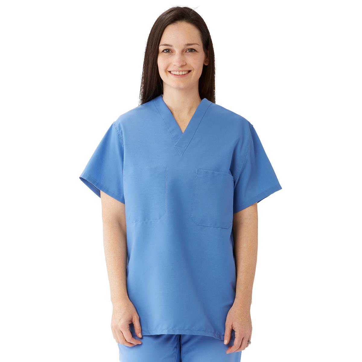 Medline ComfortEase Unisex Reversible 1-Pocket Scrub Tops (Style 910)