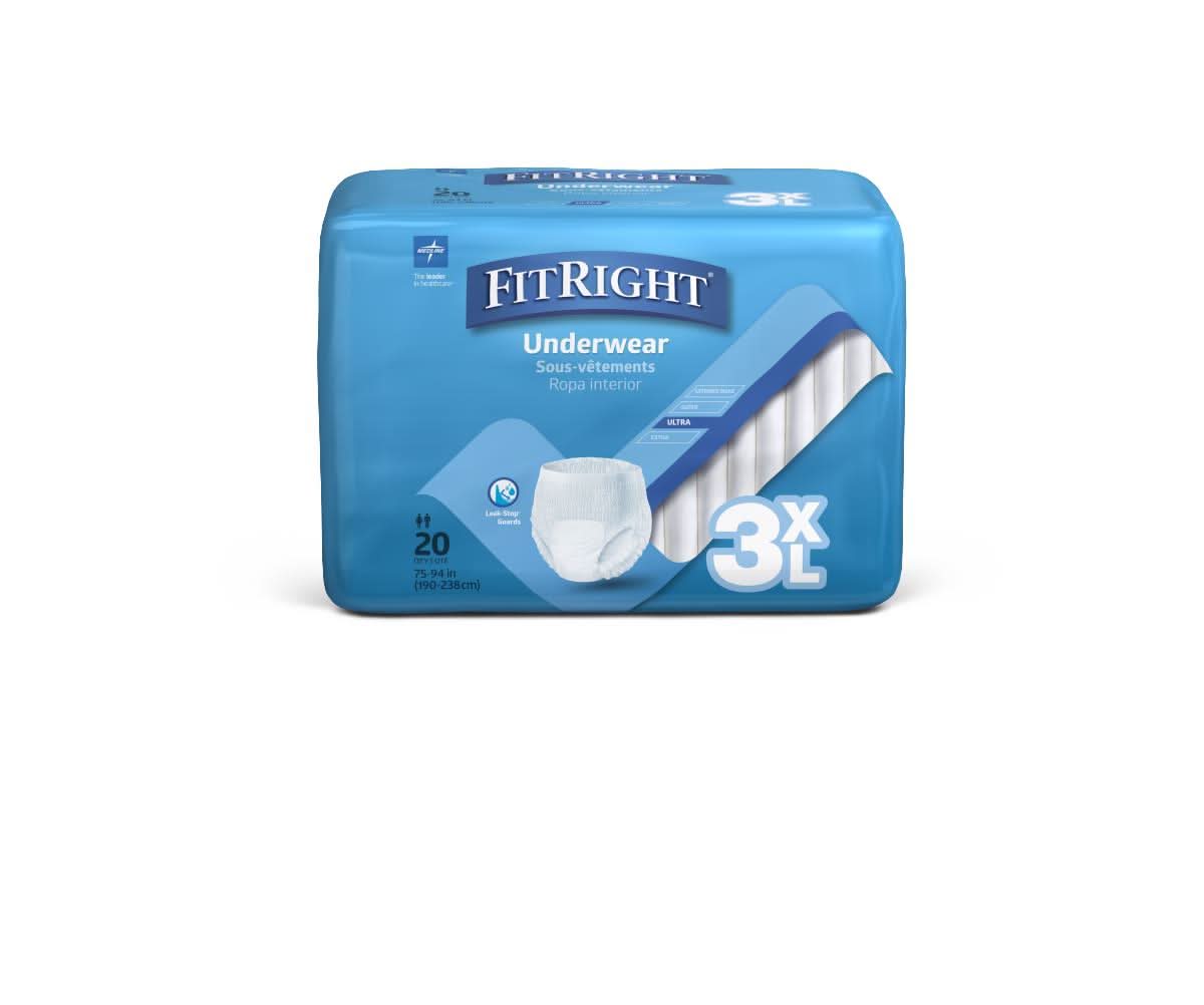 Medline Fitright Protective 3XL Underwear