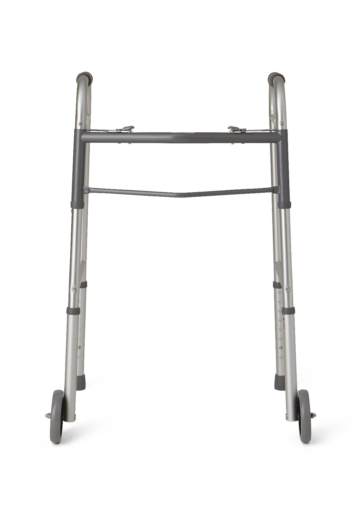 Medline Two-Button Folding Walkers with 5" Wheels