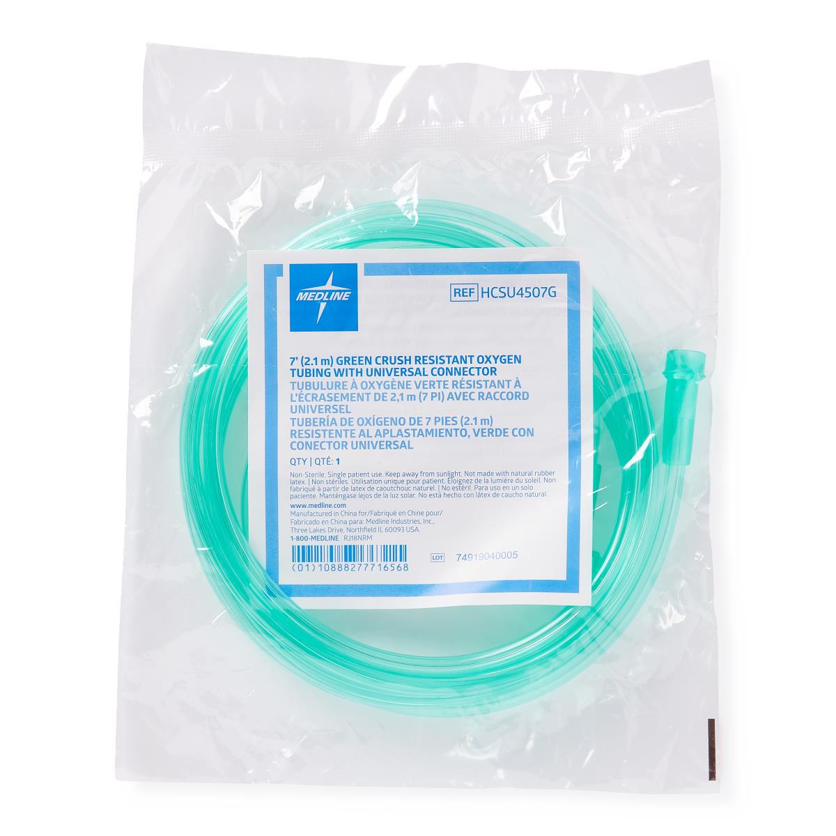 Medline Green Oxygen Tubing with Universal Connector