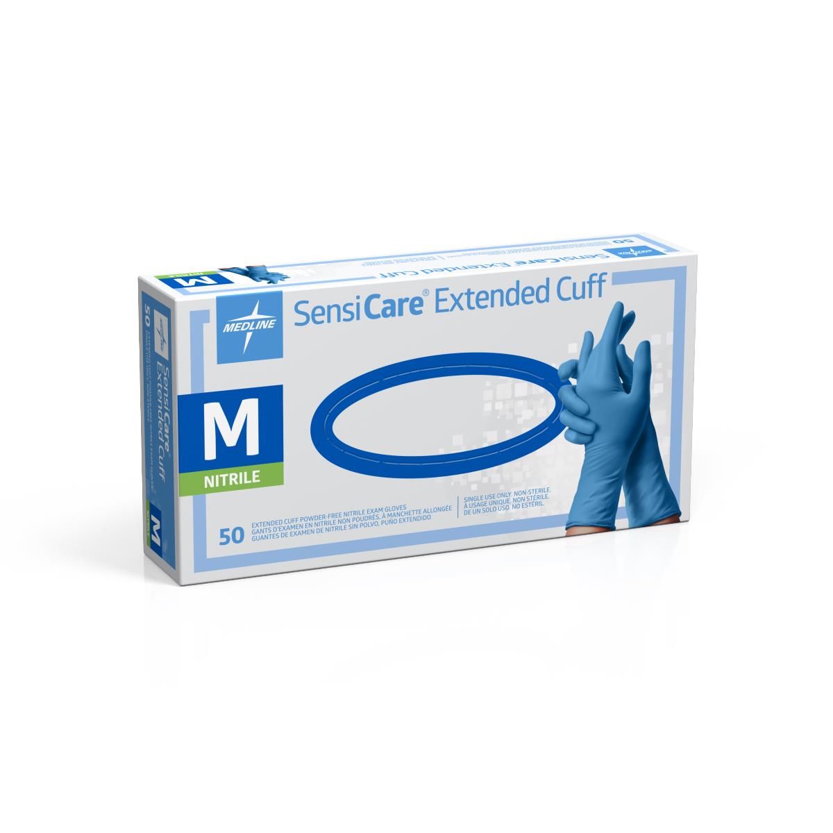 Medline SensiCare Extended Cuff Nitrile Exam Gloves