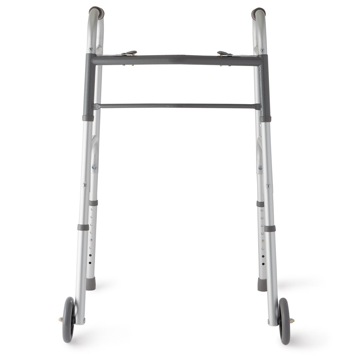 Medline Two-Button Folding Walkers with 5" Wheels