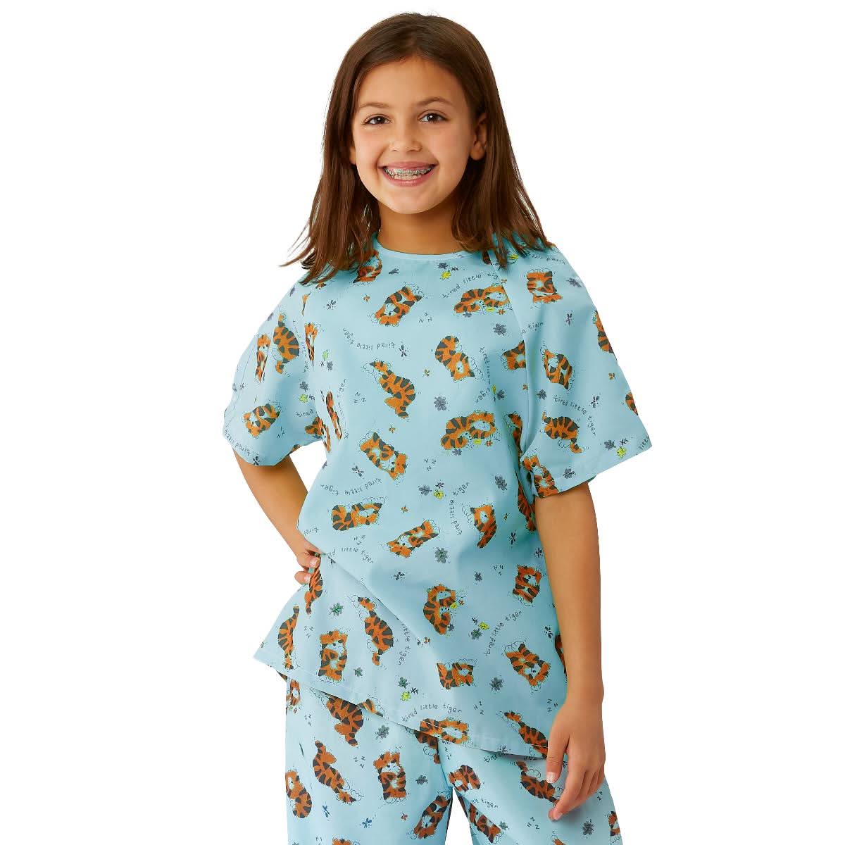 Medline Tired Tiger Print Pediatric IV Gowns