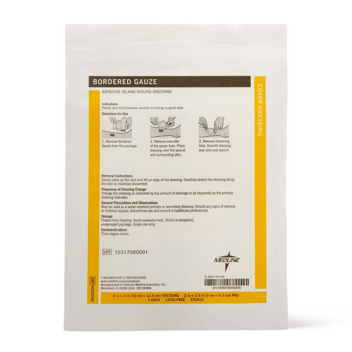 Medline Bordered Gauze Adhesive Island Wound Dressing