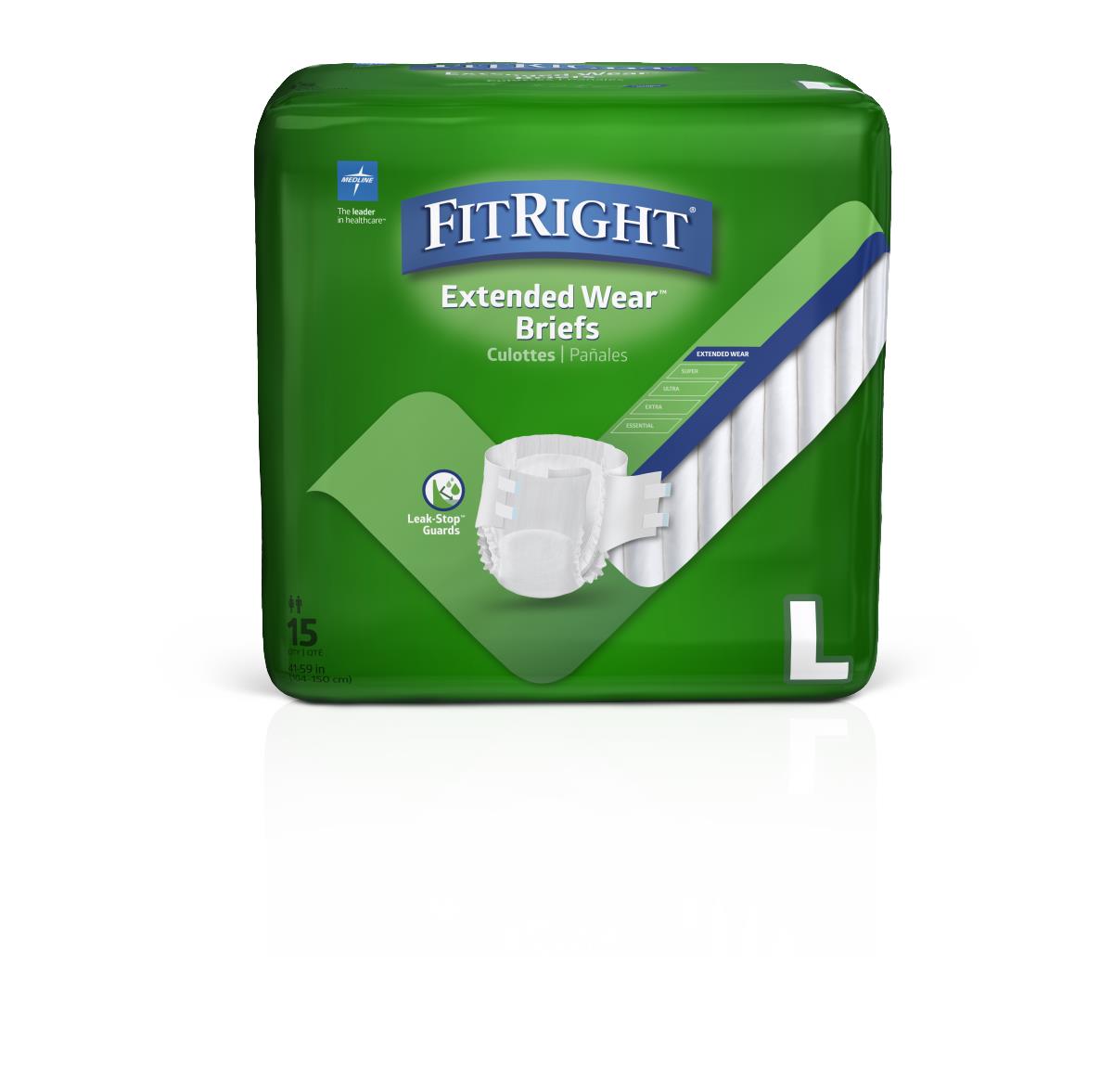 Medline FitRight Extended Wear High-Capacity Adult Incontinence Briefs