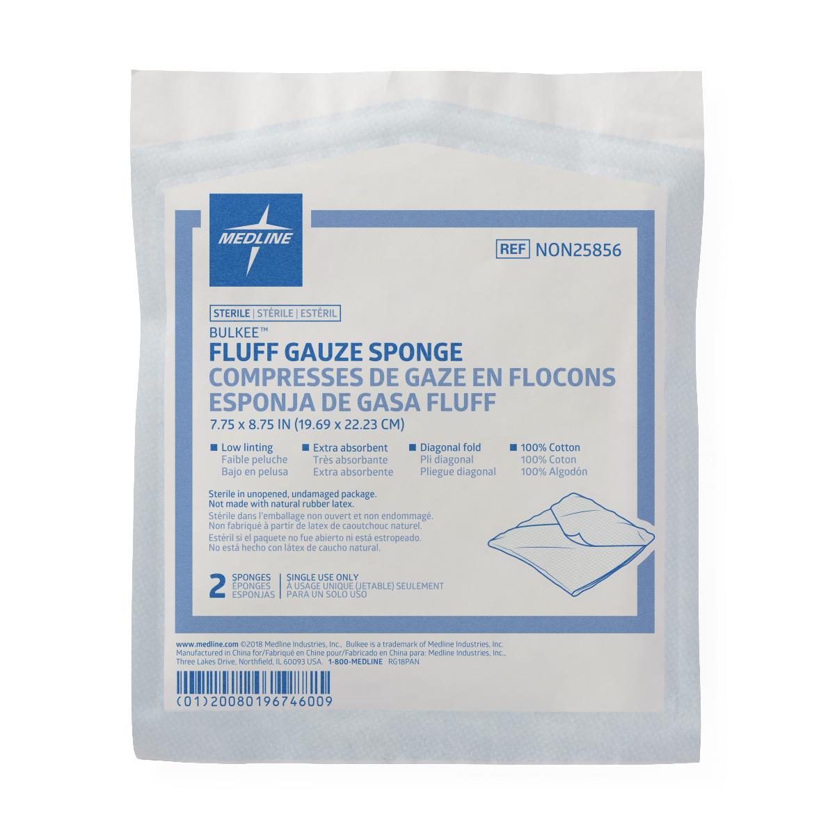 Medline Bulkee II Sterile Extra Absorbent Super Fluff Sponge