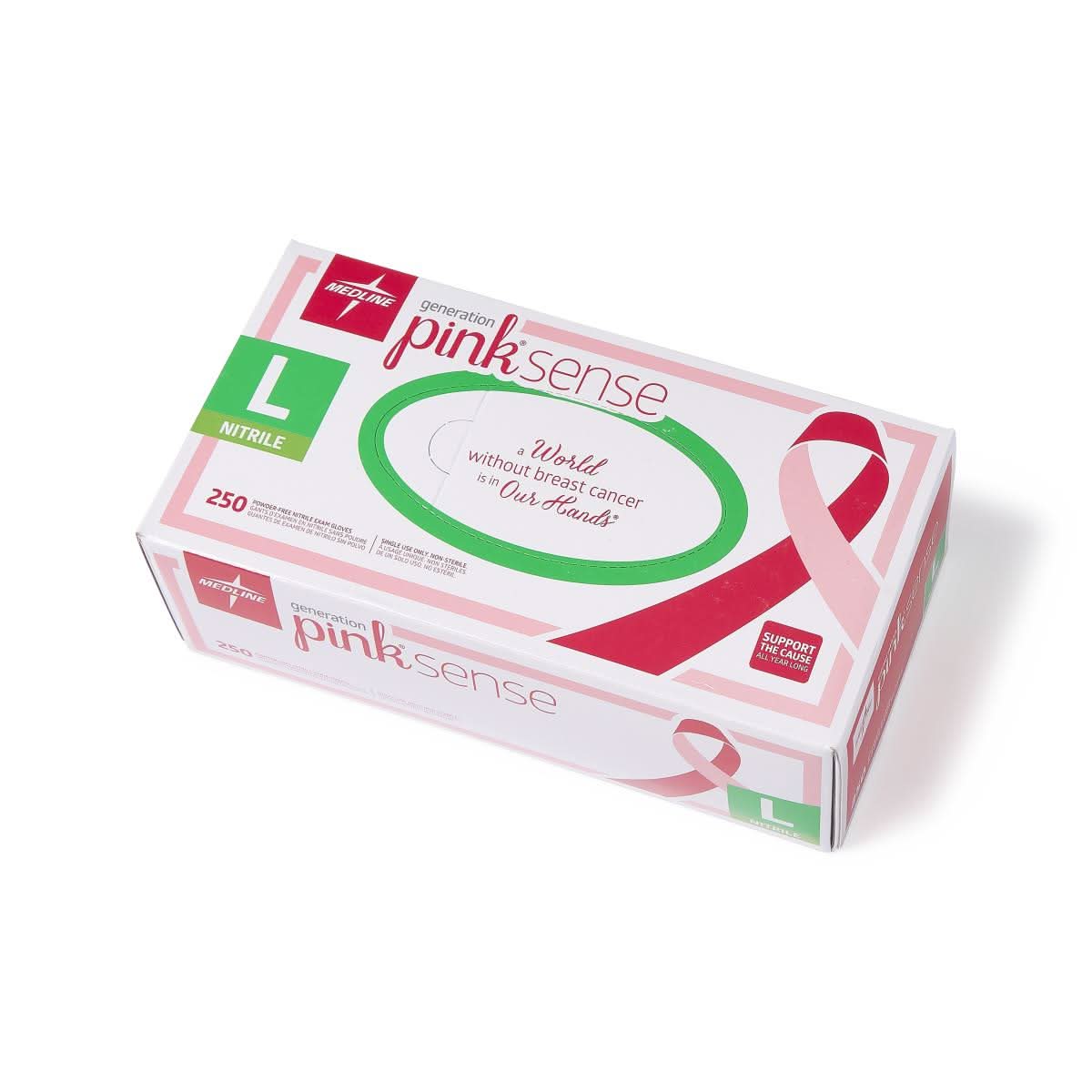 Medline Pink Sense Nitrile Exam Gloves
