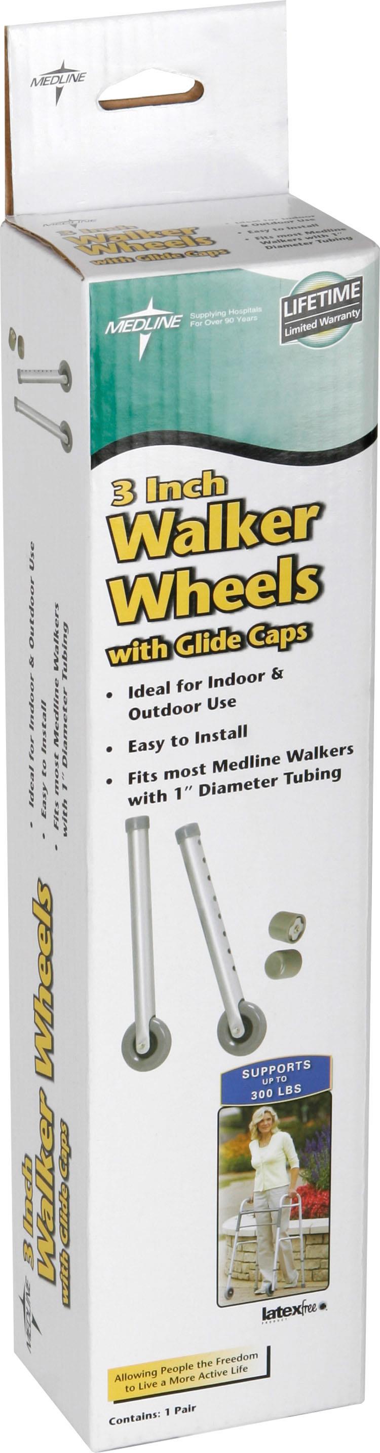 Medline Replacement Walker Casters, 3"