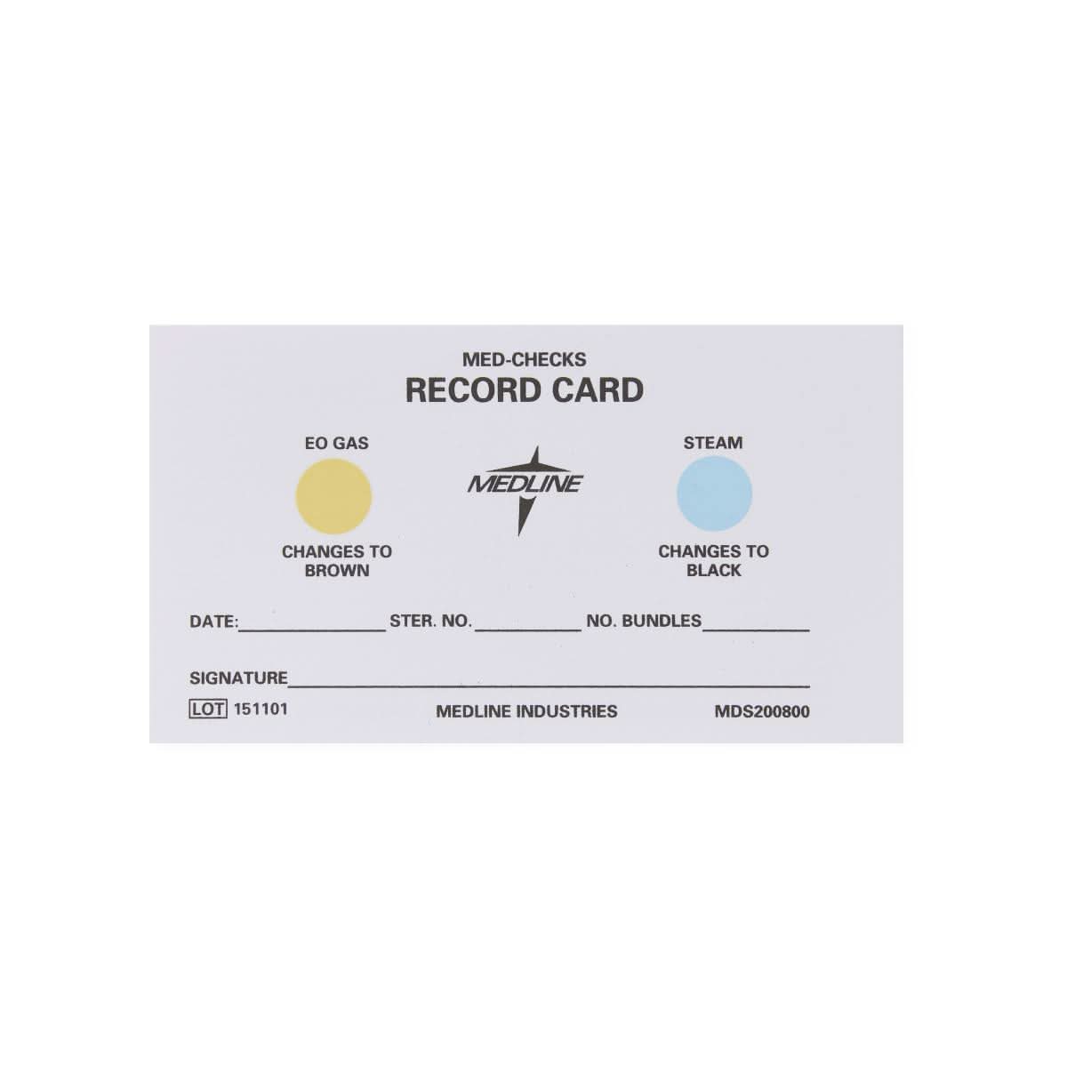Medline Steam/Gas Sterilization Record Card