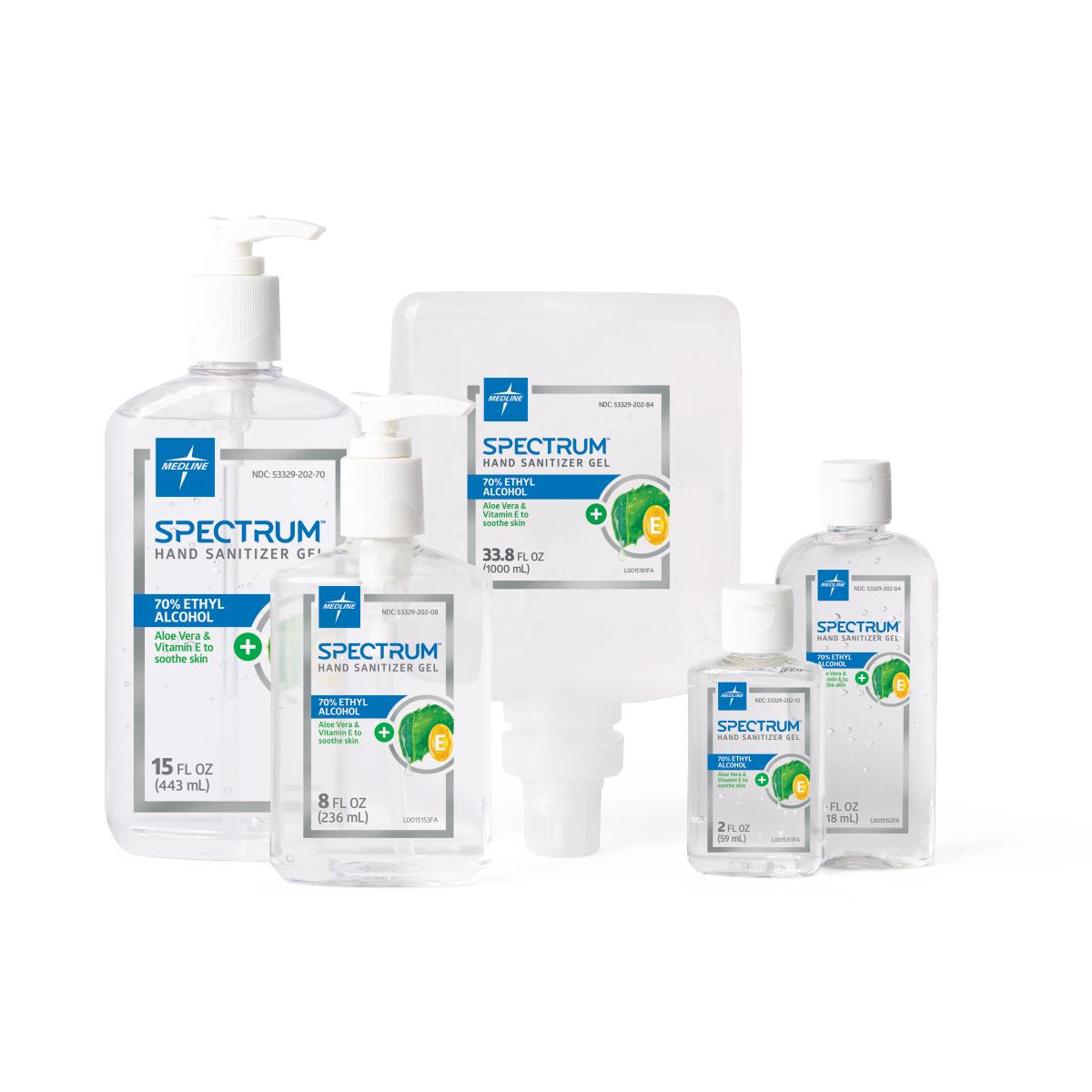 Medline Spectrum Advanced 70% Ethyl Alcohol Gel Hand Sanitizers