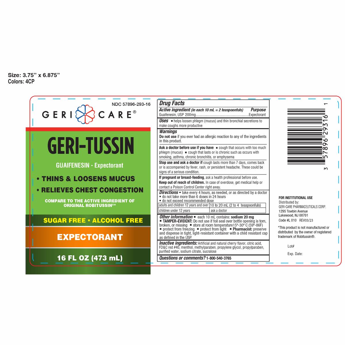 Medline Geri-Tussin Guaifenesin Expectorant Syrup