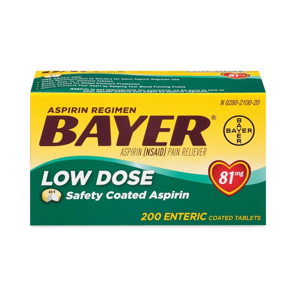 Medline Bayer Low Dose Safety Coated Aspirin Regimen Tablets