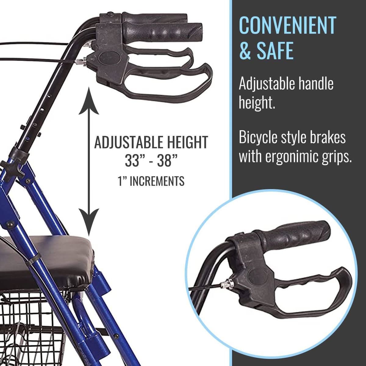 Medline Ultra Lightweight Aluminum Rollator with 2-Position Basket