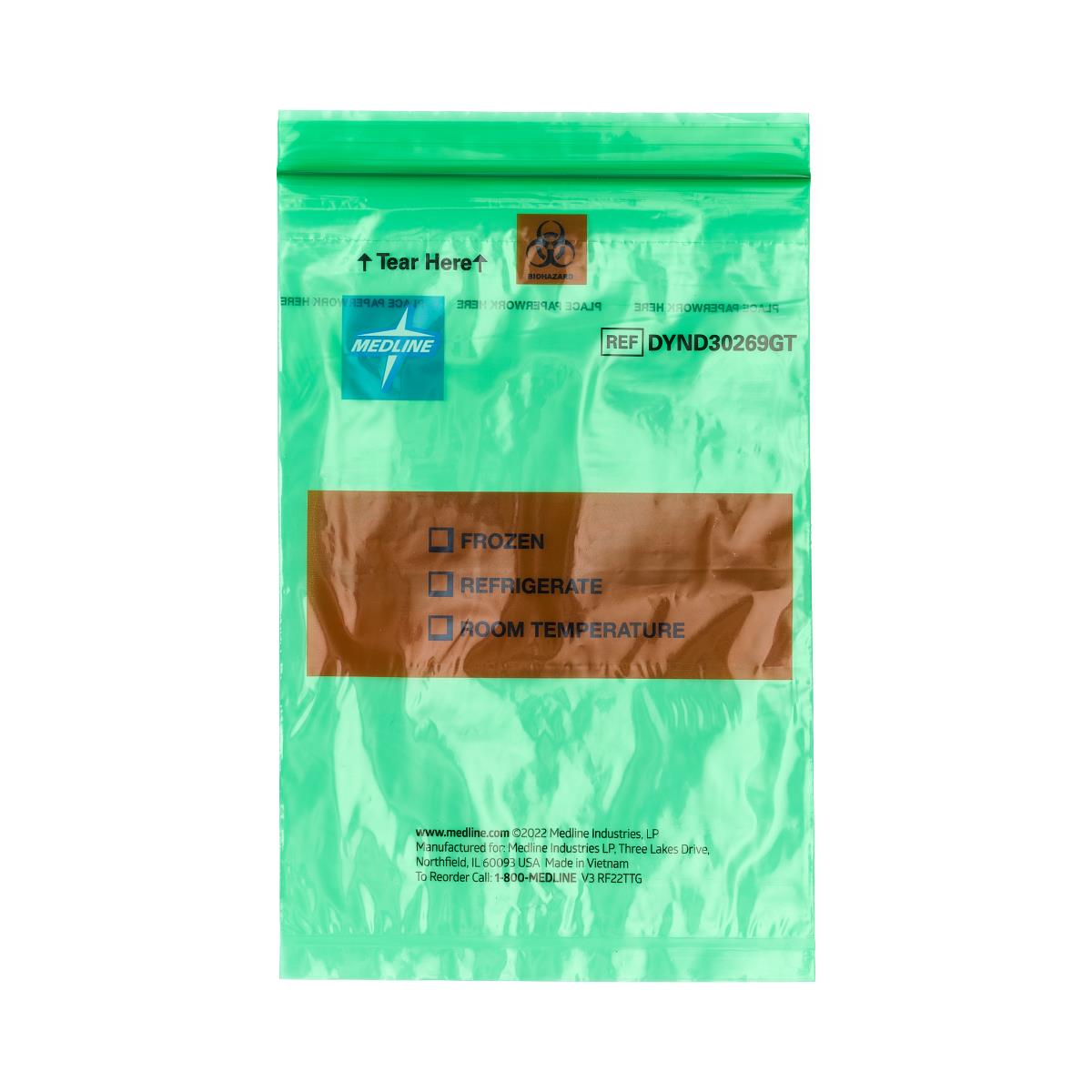 Medline EZ Tear Color-Coded Specimen Transport Bags