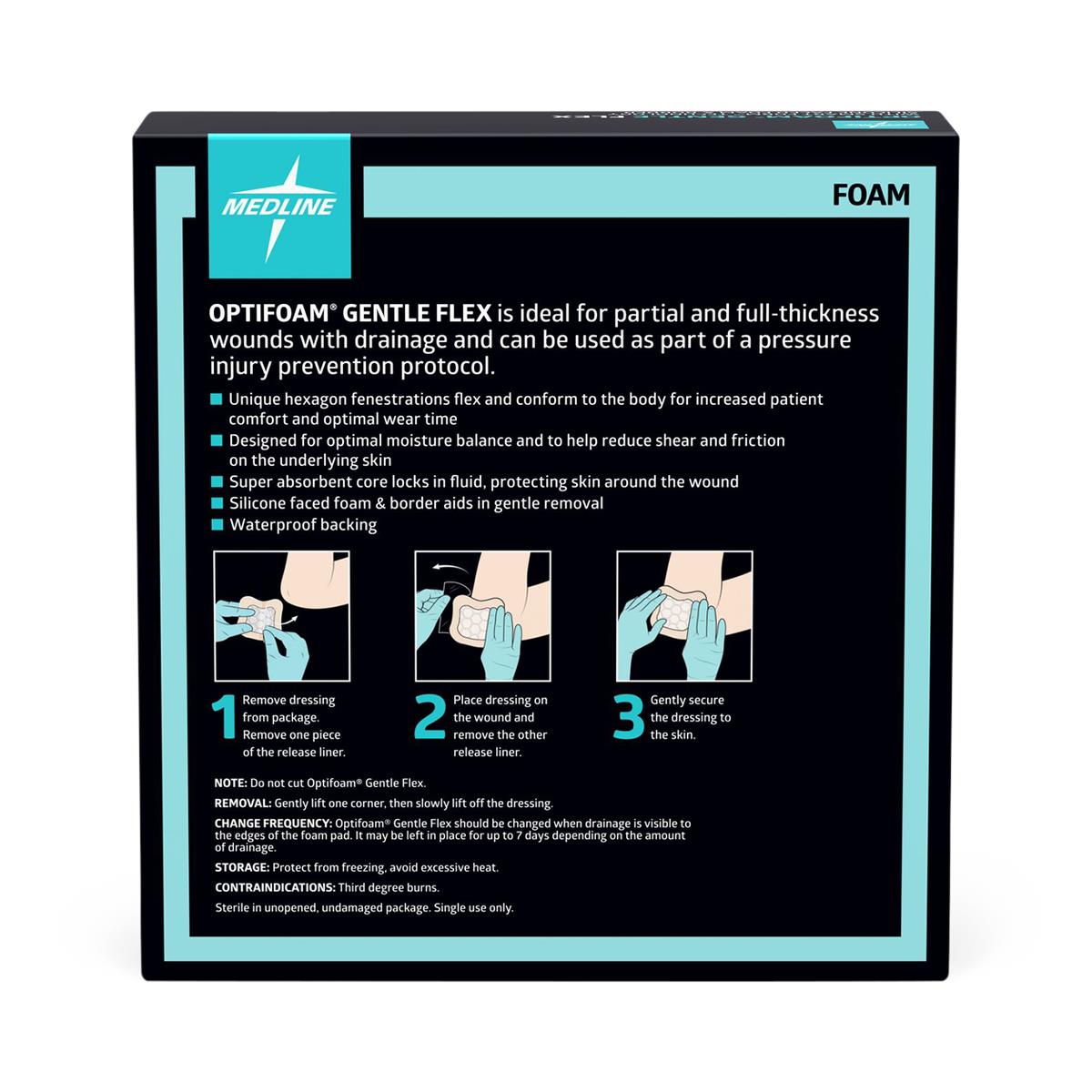 Medline Optifoam Gentle Flex Silicone-Faced Foam Dressings with Border