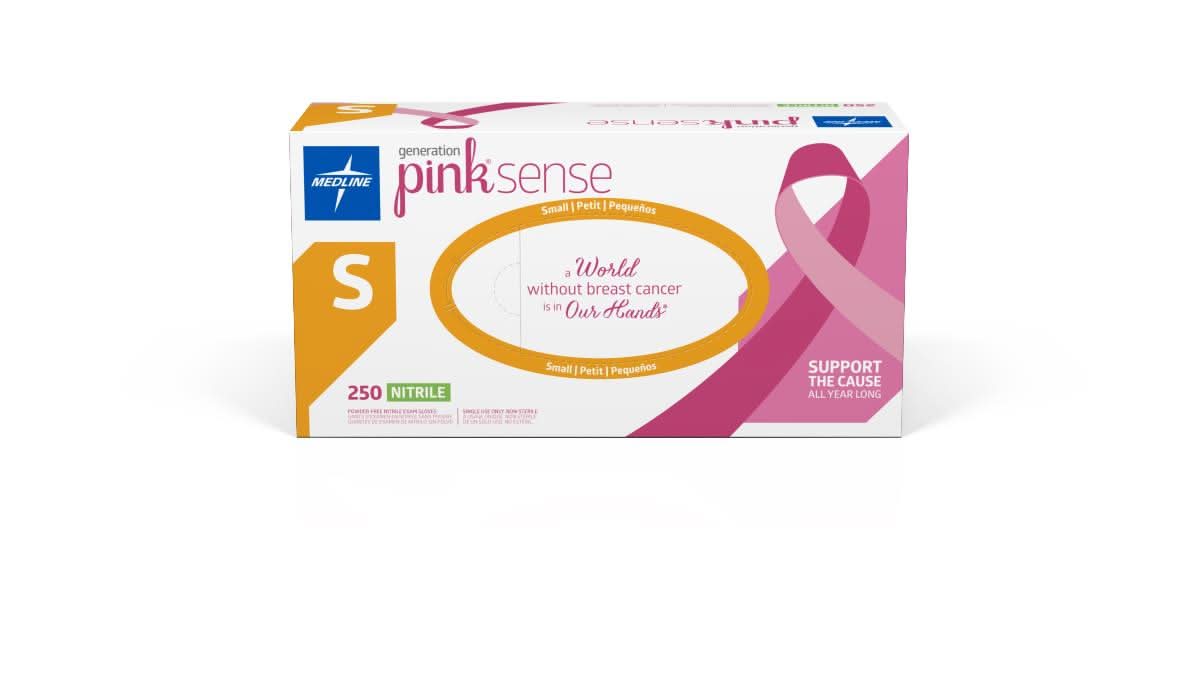 Medline Pink Sense Nitrile Exam Gloves