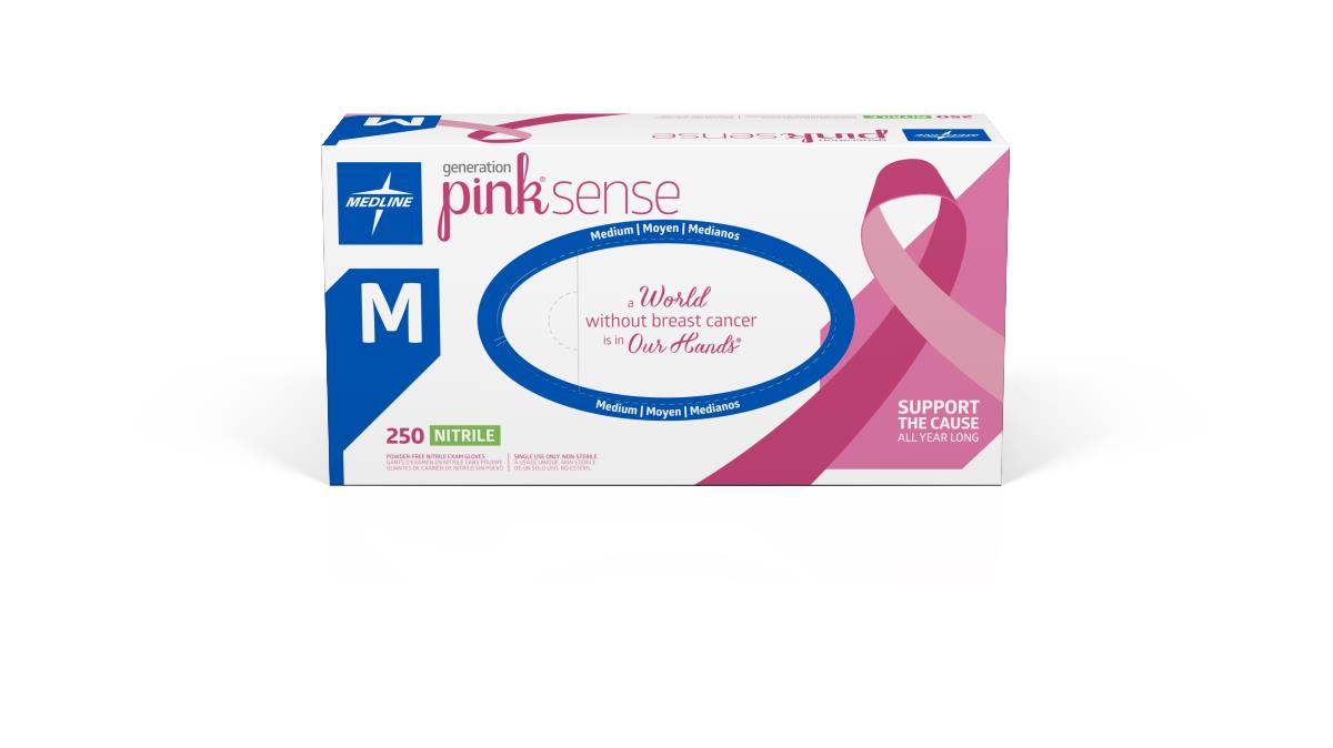 Medline Pink Sense Nitrile Exam Gloves