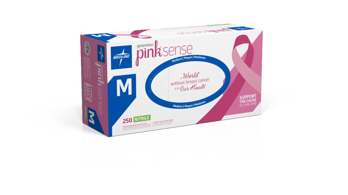 Medline Pink Sense Nitrile Exam Gloves