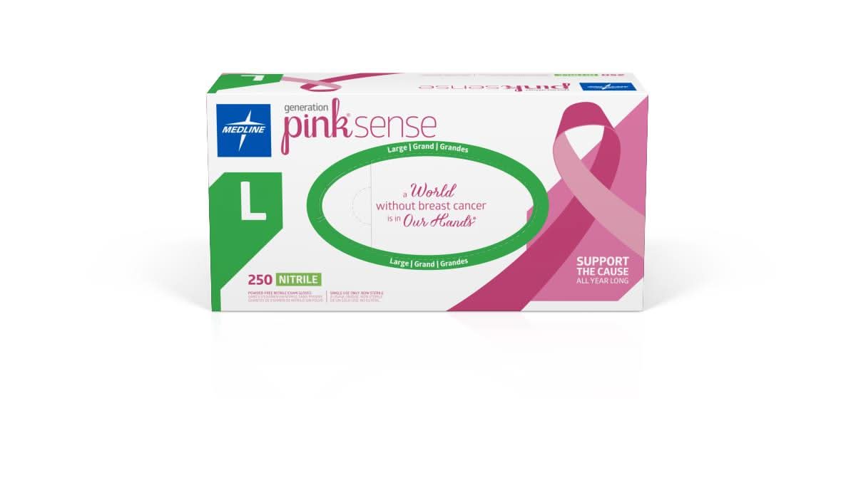 Medline Pink Sense Nitrile Exam Gloves