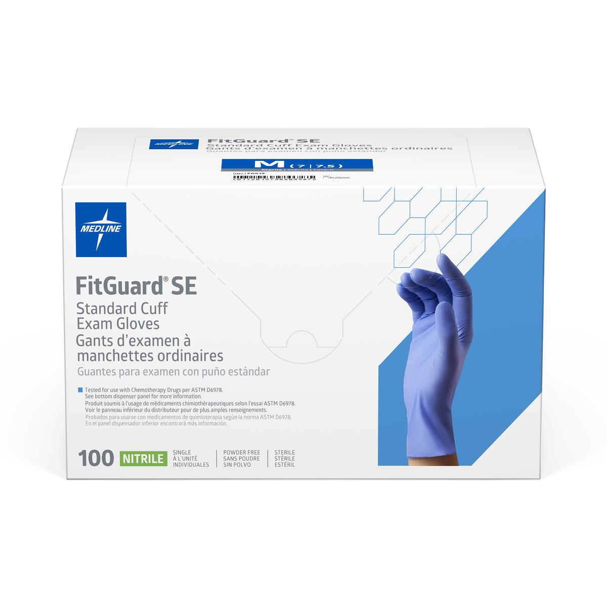 Medline FitGuard SE Standard Cuff Nitrile Exam Glove Singles