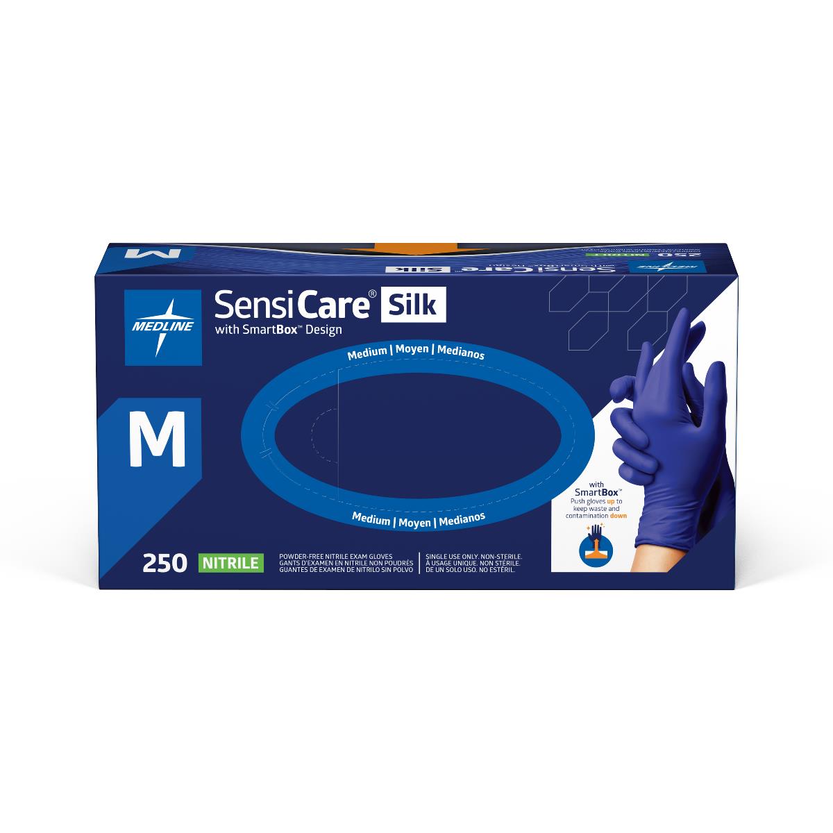 Medline SensiCare Silk Nitrile Exam Gloves with SmartBoX Design