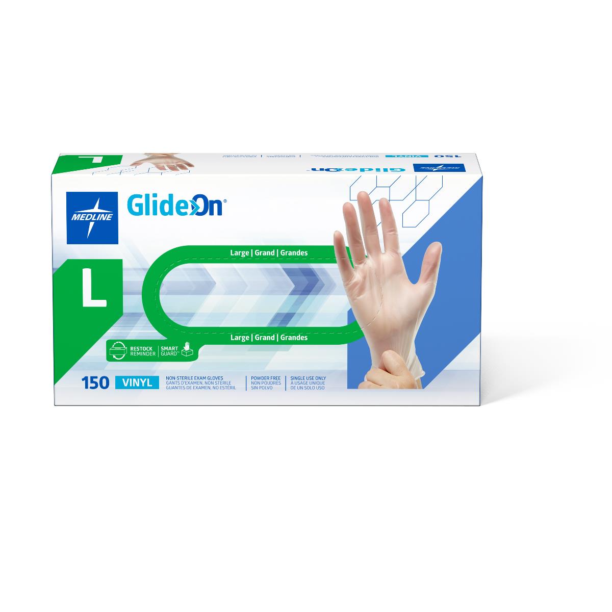 Medline Glide-On Powder-Free Vinyl Exam Gloves - CA Only