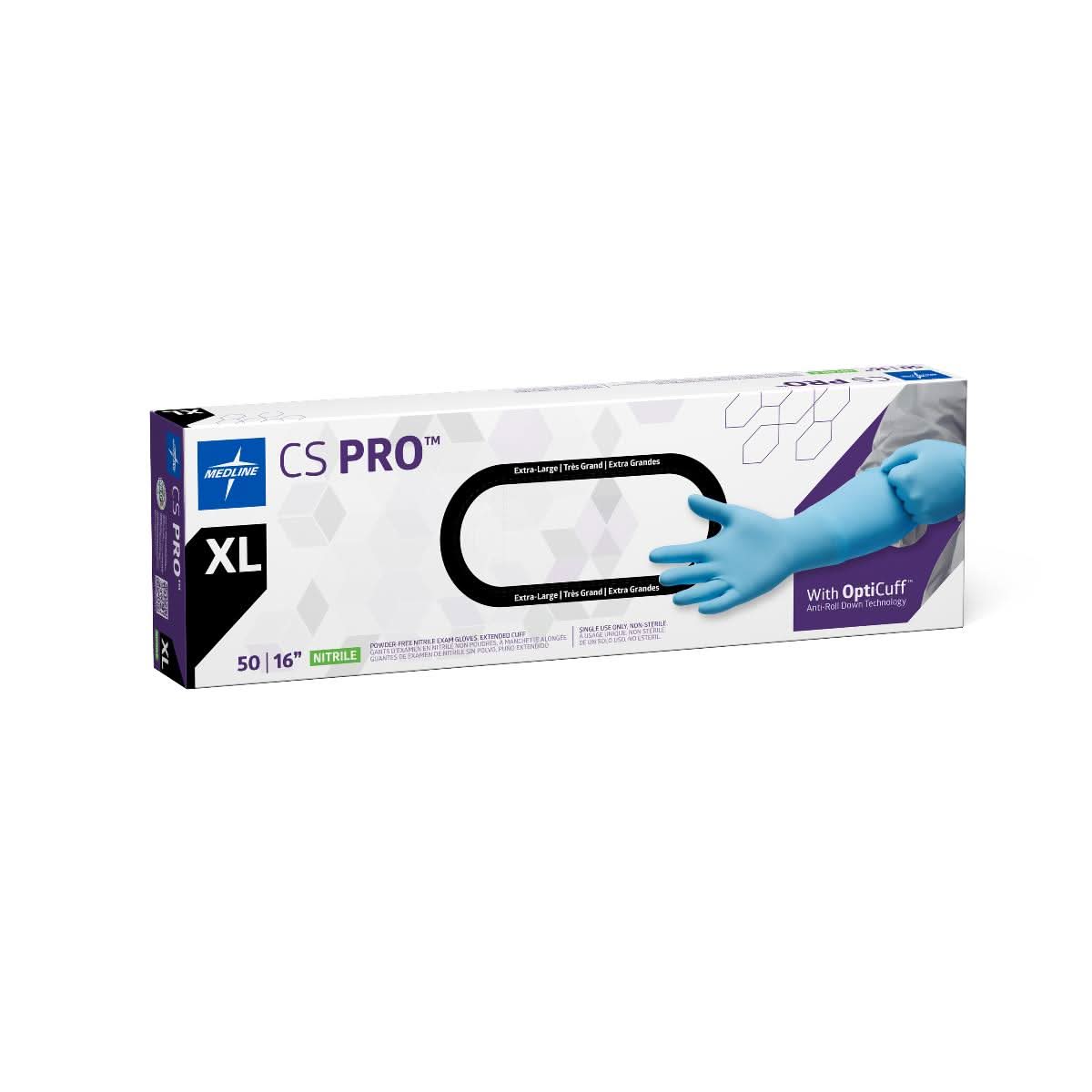 Medline CS Pro 16" Cuff Nitrile Exam Gloves