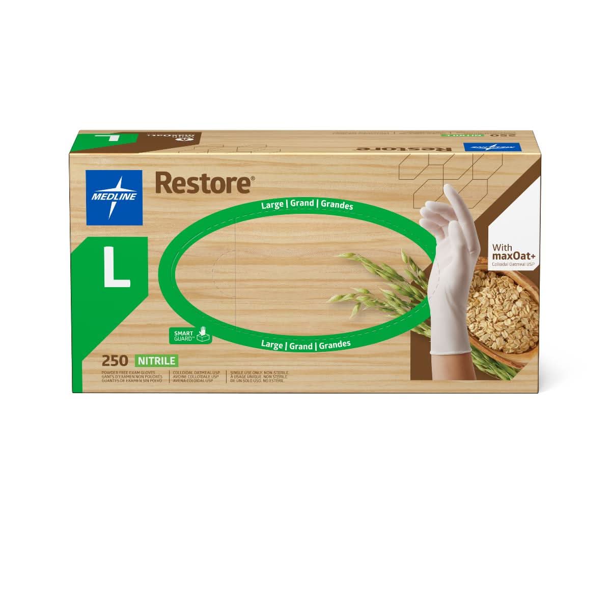 Medline Restore Powder-Free Nitrile Exam Gloves with Oatmeal