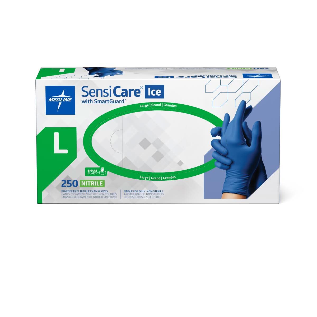 Medline SensiCare Ice Blue Nitrile Exam Gloves