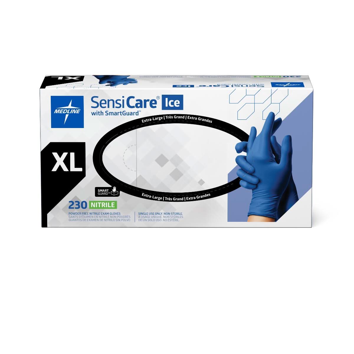 Medline SensiCare Ice Blue Nitrile Exam Gloves