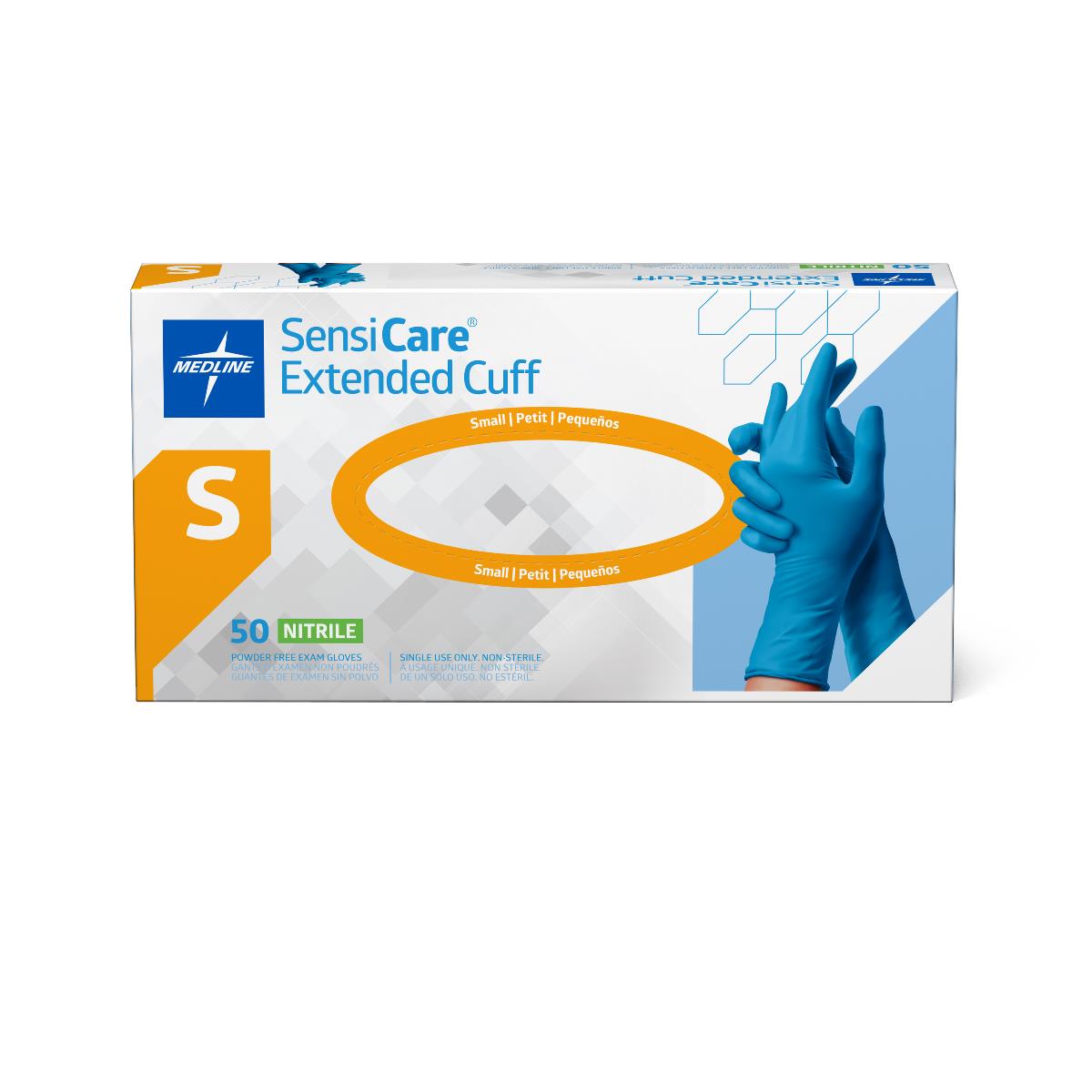 Medline SensiCare Extended Cuff Nitrile Exam Gloves