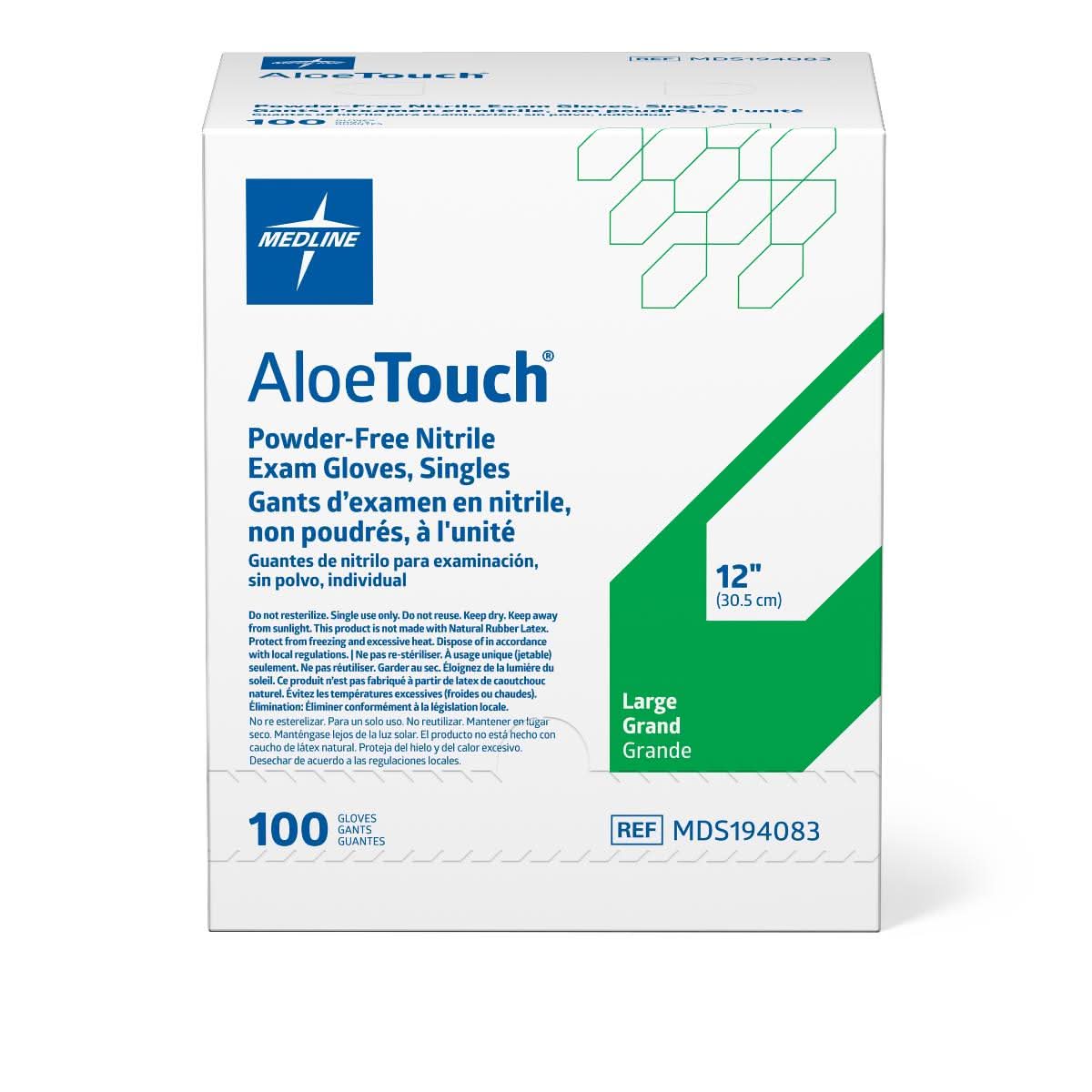 Medline AloeTouch Sterile 12" Powder-Free Nitrile Exam Gloves