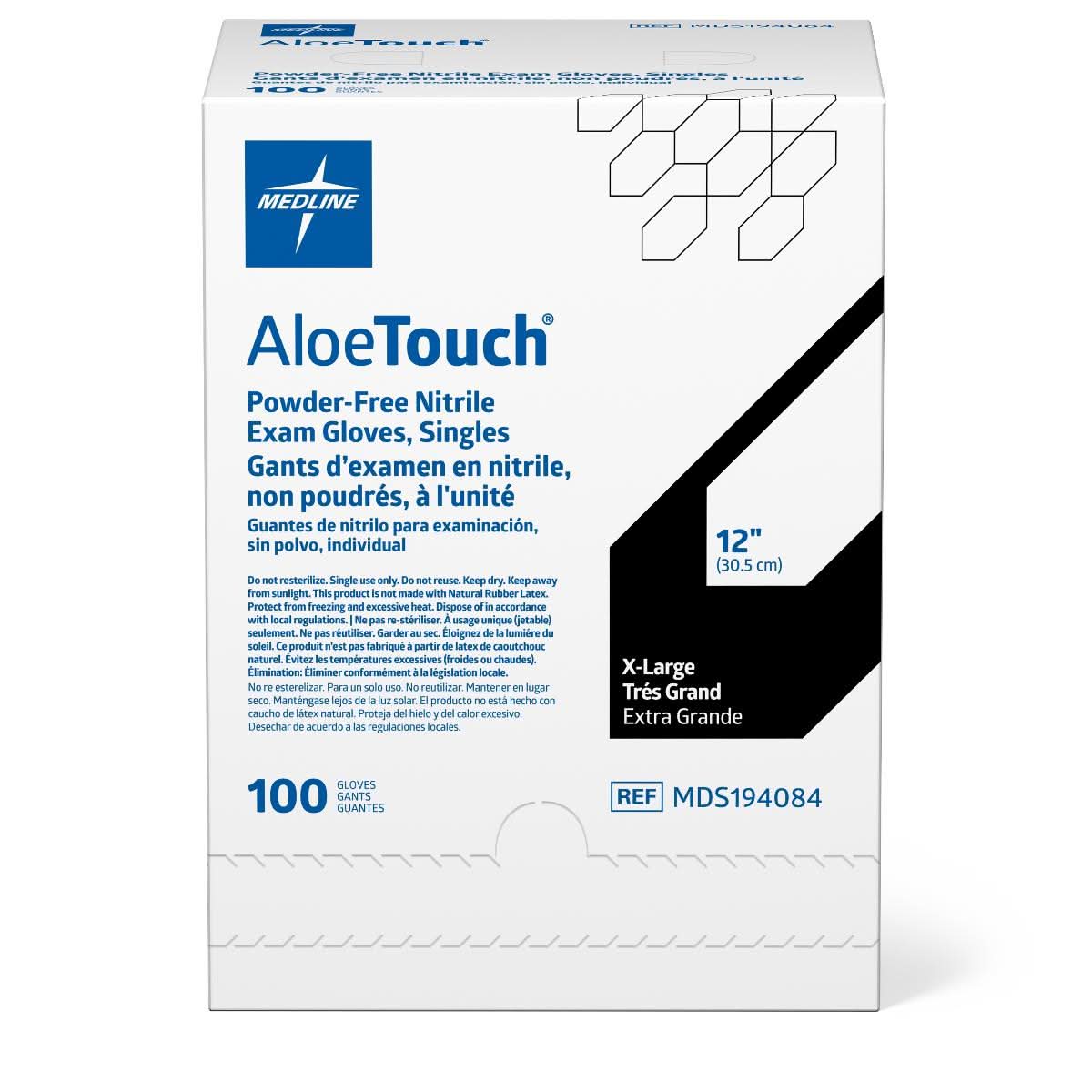 Medline AloeTouch Sterile 12" Powder-Free Nitrile Exam Gloves